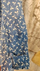 Vintage 1930s Thin Blue Cotton Dress with Crochet Lace Red Buttons M/L
