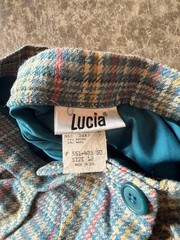 Lucia Vintage Plaid Wool Blend Skirt Blue Yellow Red Gray Size 12