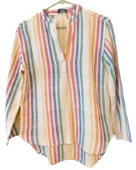 Vintage 70s Hudson’s For A Nice Girl Like You Rainbow Stripe Boho Shirt Womens L