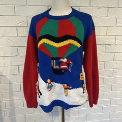Vintage 90s Raquel Collection Peru Santa Balloon Christmas Sweater Womens M