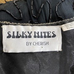 Vintage Beaded Cocktail Jacket Silky Nites by Cherish black beads & multi sequin