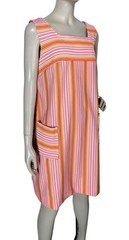 MOD 60s/70s Vintage Granny Core Striped Sleeveless Smock Pinafore Jumper Dress
