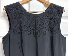 1990’s Vintage Patrick Collection 100% Silk Sheath Dress Black Size 12 Beaded