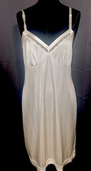 1960s LORRAINE VTG ELEGANT BEIGE SNIP-IT HEM FULL SLIP 36 Tall