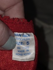 Vintage 70s Van Dale Fantasy Collection String Bikini Red Lace Panties Size 5 S