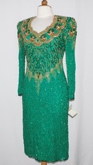 JASDEE Vintage Dress Long Sleeve Bead & Sequins Hand Work On Silk Style 5076