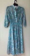 Vintage 60s SERBIN US Women’s Size Small Blue Elastic Waist Shift Midi Sheer