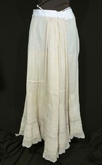FRENCH ANTIQUE VICTORIAN TEA COLOR COTTON PETTICOAT 28-30 INCH WAIST