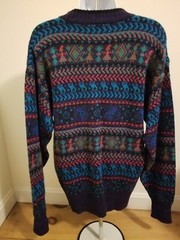 Vintage MEISTER XL Green Blue Red Purple Multicolor Wool Acrylic Sweater Ski