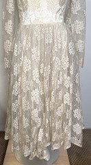VTG 50s 60s Floral Lace Wedding Dress 34″ Bust 4 6 Full Skirt Off the Shoulder