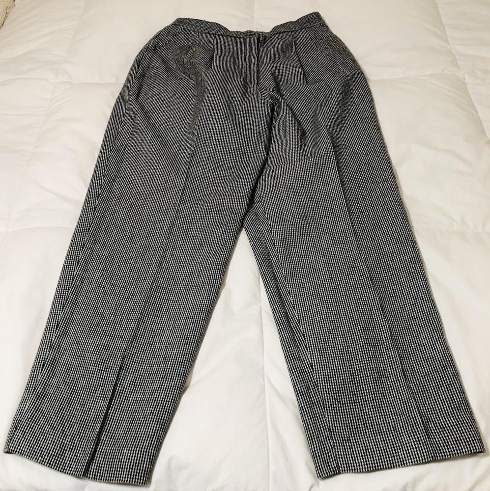 Vintage Joan Leslie Pants Womens 14 P Petite Wool Blend Micro Houndstooth