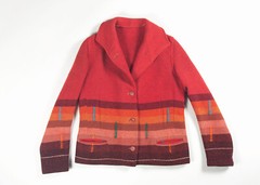1930’s TOWN & COUNTRY ART DECO INDIAN BLANKET STYLE JACKET COAT SLUB STRIPE VTG