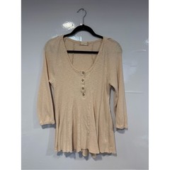 Y2K vintage vibes Altar’d State Ribbed Scoop Neck Henley Top in Cream size med
