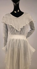 EDWARDIAN TEENS WHITE BATISTE TEA DRESS W VALENCIENNES LACE + FLARED SIDE SKIRT