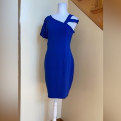 Women’s Dress Plus Size S, XXL Blue One Shoulder Midriff Bodycon Party Cocktail