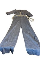 VINTAGE CIRCA 1970’S BLUE & BEIGE JERRELL OF TEXAS BELL BOTTOM JUMPSUIT SZ S