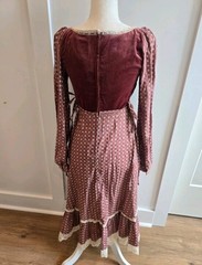 Gunne Sax Vintage Long Sleeve Floral Prairie Dress in Dusty Rose, Size 9