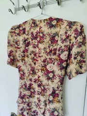 Vintage 80s Liz Roberts Petite Floral Midi Dress Lace Collar Cottagecore Size 6