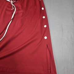 Vintage ITEMS California Red Knit Dress White Trim Buttons Size 14 Retro 70s 80s