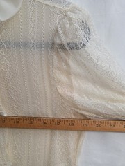 Vintage Escada Ivory Lace Tiered Ruffle Front Lond Sheer Sleeves Womens Size 36