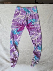 VTG 80s Dolfin Work Out Spandex Graphic LEGGINGS Multi Color Size L Stirrups NWT