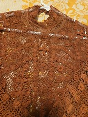 Victorian Crocheted Womens Shirtwaist Sz. Sm. Flowers High Collar Costume Teas