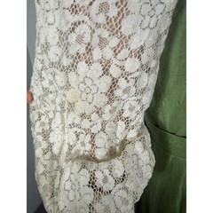 Vintage 70s Prairie Renaissance Women’s Maxi Dress Cotton Lace Floral Hippy B3-3
