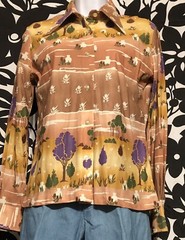Groovy 1970s Miss Fashionality Polyester Disco Dagger Collar Shirt