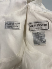 Vintage Dress SIZE 10P MEDIUM ivory white KARIN STEVENS classic MOB 80s 90s