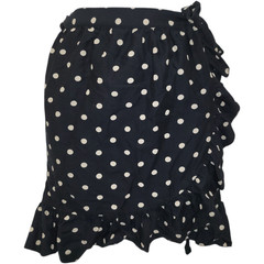 Vintage 90s MOSCHINO Cheap And Chic Black w Beige POLKA DOT WRAP Women Skirt 10