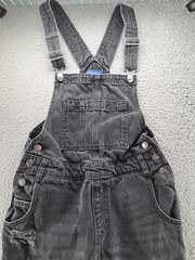 Arizona Jean Bib Overalls Womens Small Black Gray Distressed Farm Chore 30×26.5