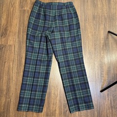 Vtg 70s Pendleton Plaid Tartan Virgin Wool Straight Wide Pants 32″ Green Black