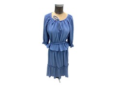Vintage Matti Of Lynne Blue Pleated Peasant Style Top And Skirt Size 8