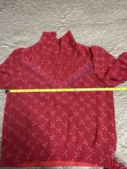 Vintage Hand-Sewn Red Blouse Artisan Made Puff Sleeve Tie Waist Small