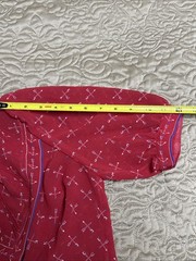 Vintage Hand-Sewn Red Blouse Artisan Made Puff Sleeve Tie Waist Small