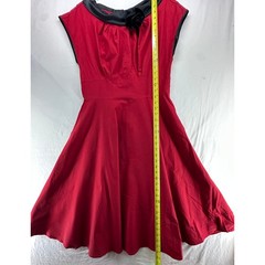 Stop Staring! Retro Pinup Dress Red Black Rockabilly 3X Satin Rosette Vintage