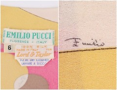 EMILIO PUCCI c.1968 Pink Multicolor Op Art Signature Print Silk Shift Dress
