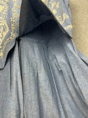 Vintage Lanz Originals Blue Chambray Midi Dress Vest Embroidery Cottagecore