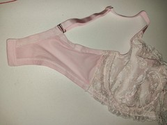 VTG SILKY SHEER LACY UW VS BOUDOIR DEMI BRA NOS 38DDD PINK DELICATE COQUETTE