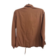 Vintage Gailord Brown Tie Neck Pintuck Blouse Long Sleeve Button Up Medium