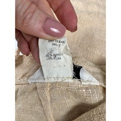 Vintage 70’s Linen Blend Neutral Two Piece Skirt Set Tan Short Sleeve Top Midi