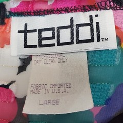 Vintage 80s Rainbow Color block Blouse Teddi Shirt Size Large Metallic Sparkly