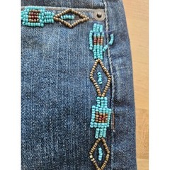 Vtg Lauren Ralph Lauren Turquoise Beaded Bootcut Jeans 10 Southwestern Aztec Y2K