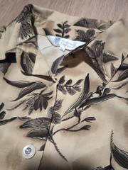 Vtg 80s Brown Floral Cropped Half Sleeve Button Up Blouse Top kitsch M