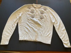 Vintage MONROE ORLON Beaded Pearl Cardigan Sweater (Sz M see measurements)