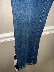 VINTAGE R.V.T juniors jeans sz 18 1/2 Medium Wash Mid-Rise Denim Flared cow prin