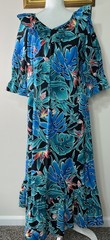 Vintage 80s Hilo Hattie Womens M Colorful Bird of Paradise Hawaiian Muumuu Dress