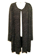 Vintage Ronni Nicole by Ouida Woman 22 Eveningwear Black Sparkle Open Midi Tunic