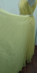 Vintage Kiki Hart NY Two Tone Yellow Chiffon Gown W Trailing Cape Grace Kelly