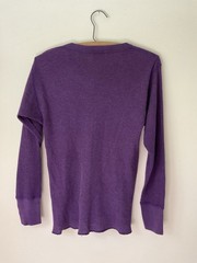 70s Gap Waffle-Knit Thermal Henley Classic Vintage Purple Honeycomb Stretchy